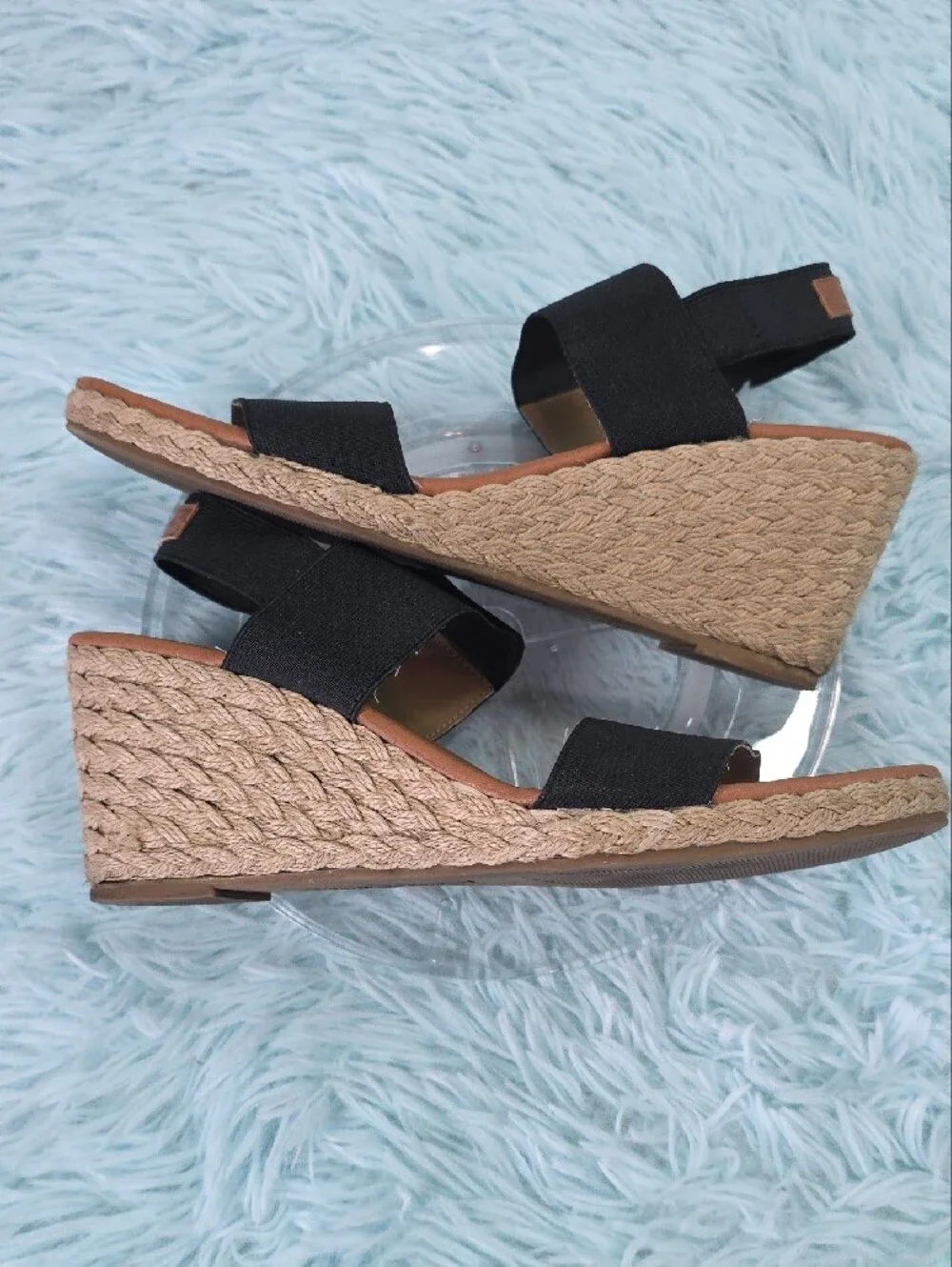 Tommy Bahama Sakura‎ Black Elastic Espadrille Wedge Sandals Size 8.5